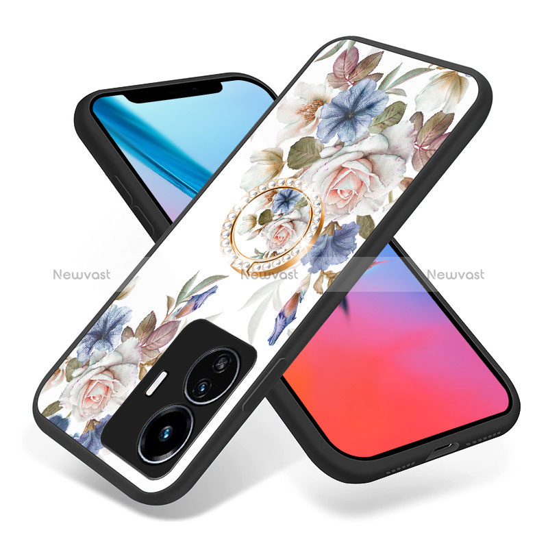 Silicone Frame Flowers Mirror Case Cover S01 for Vivo iQOO Z6 Lite 5G