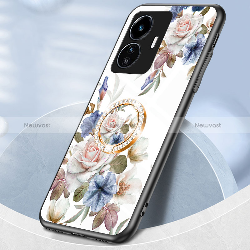 Silicone Frame Flowers Mirror Case Cover S01 for Vivo iQOO Z6 Lite 5G