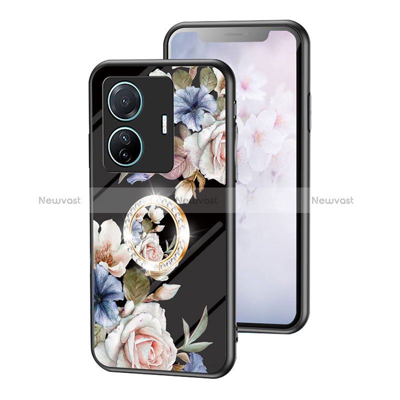 Silicone Frame Flowers Mirror Case Cover S01 for Vivo iQOO Z6 Pro 5G