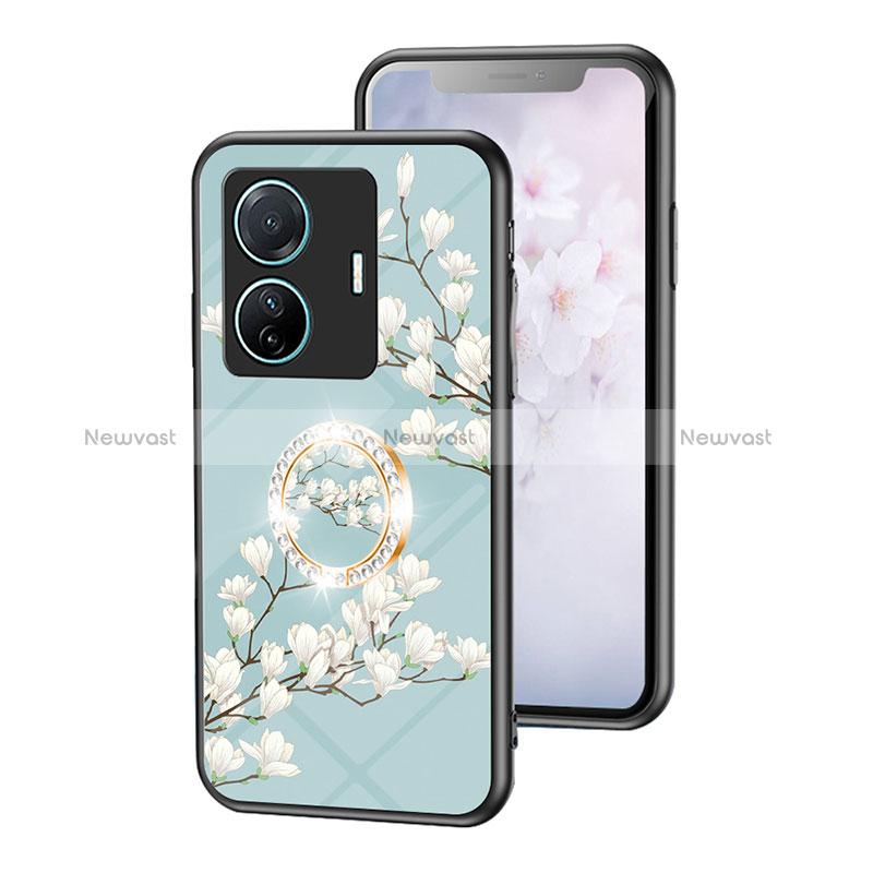 Silicone Frame Flowers Mirror Case Cover S01 for Vivo iQOO Z6 Pro 5G