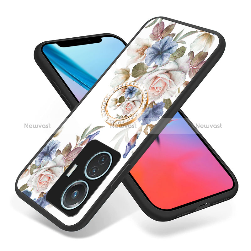 Silicone Frame Flowers Mirror Case Cover S01 for Vivo T1 4G