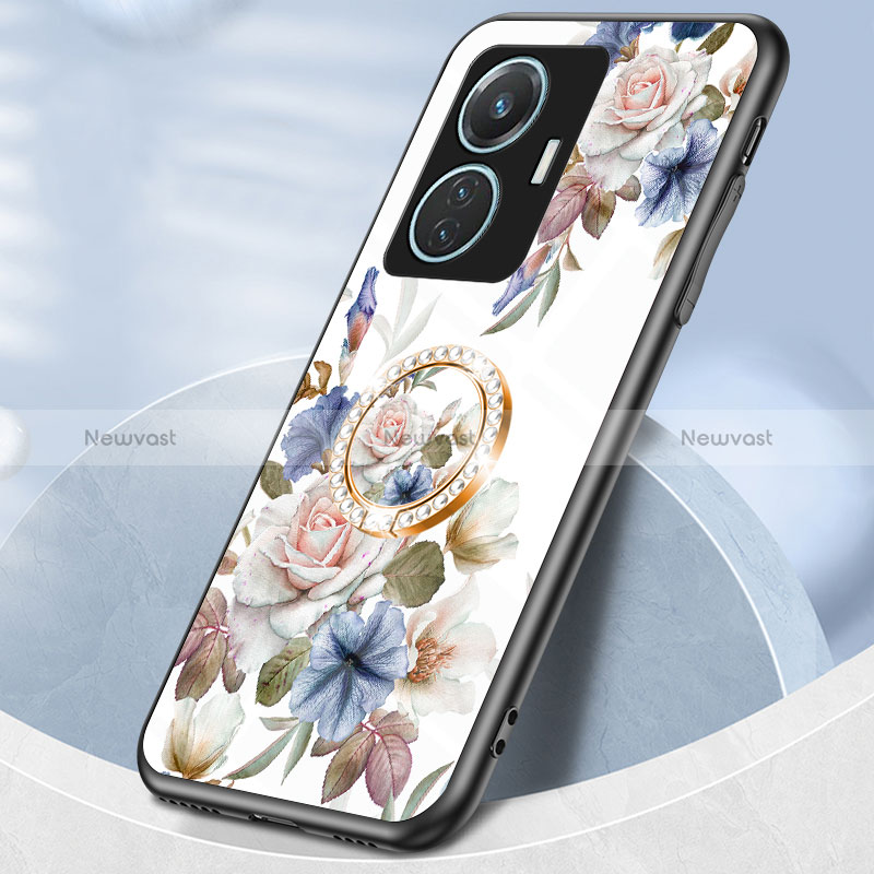 Silicone Frame Flowers Mirror Case Cover S01 for Vivo T1 4G