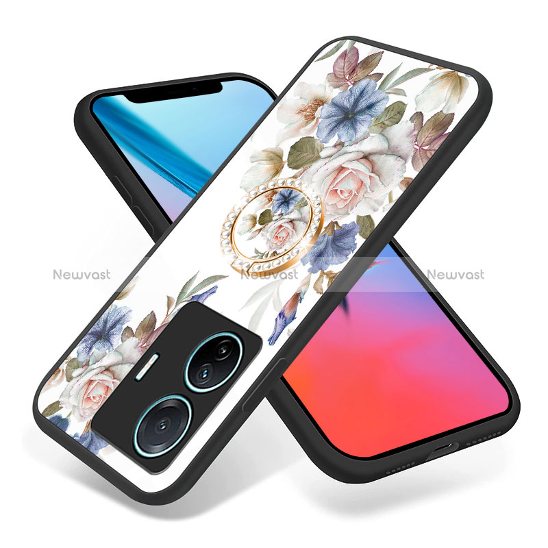 Silicone Frame Flowers Mirror Case Cover S01 for Vivo T1 Pro 5G