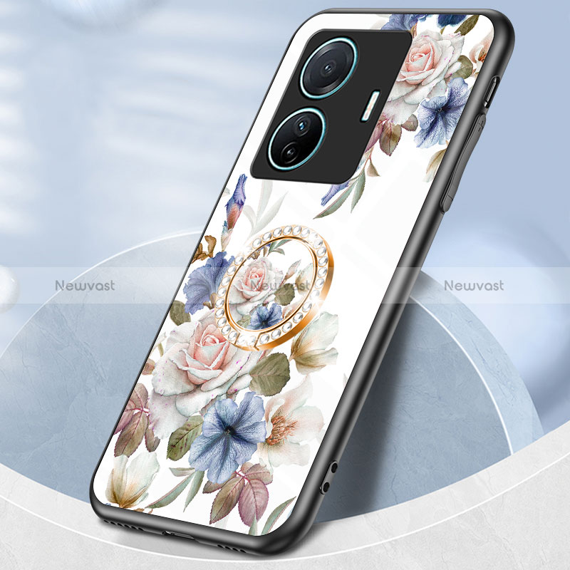 Silicone Frame Flowers Mirror Case Cover S01 for Vivo T1 Pro 5G