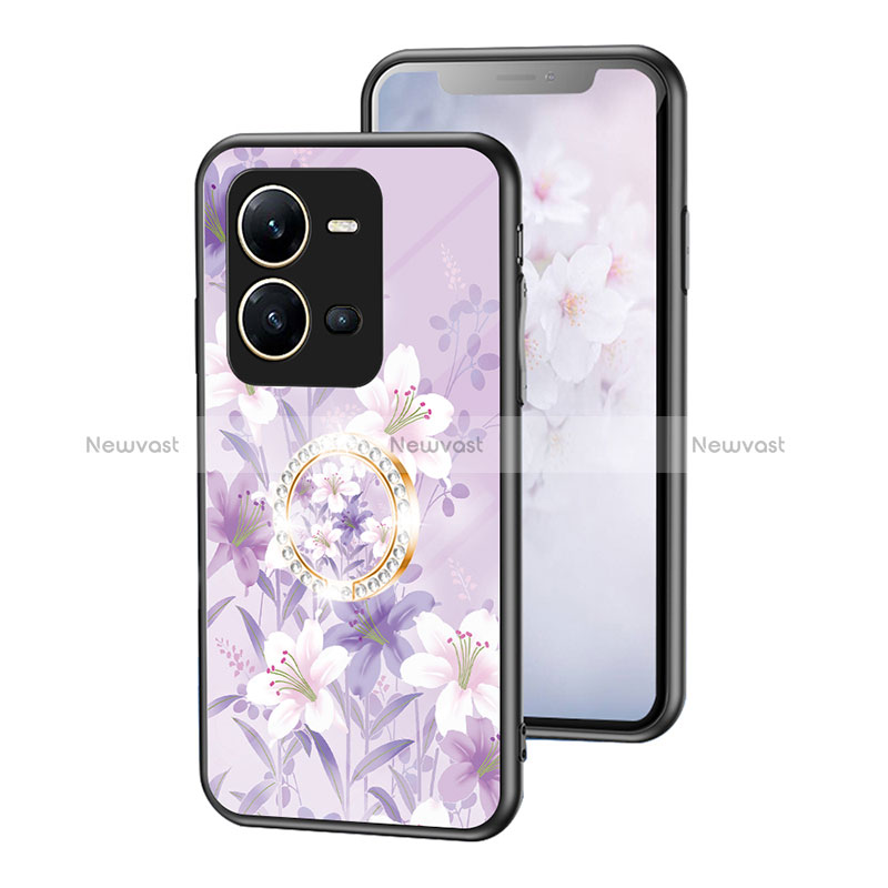 Silicone Frame Flowers Mirror Case Cover S01 for Vivo V25 5G