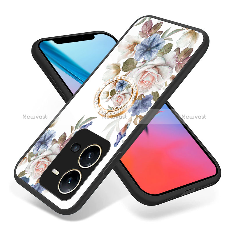 Silicone Frame Flowers Mirror Case Cover S01 for Vivo V25 5G