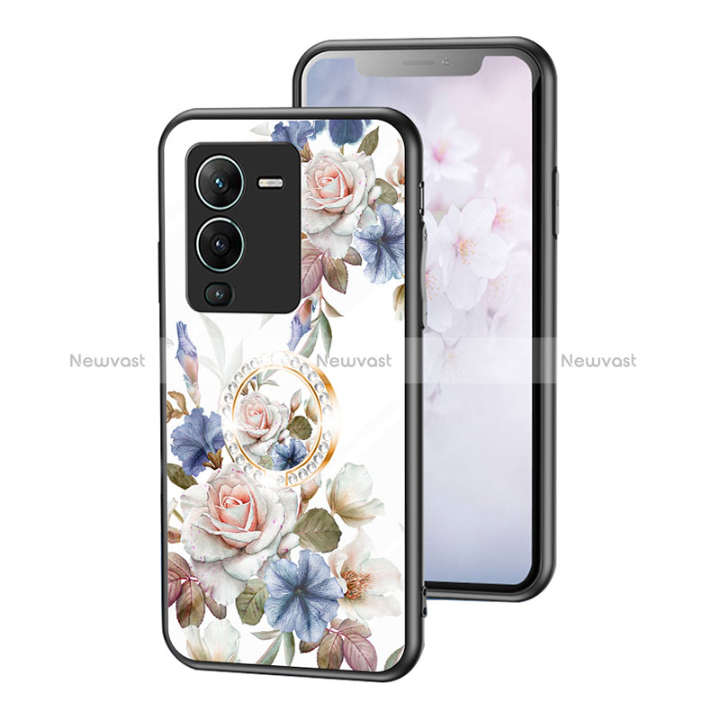 Silicone Frame Flowers Mirror Case Cover S01 for Vivo V25 Pro 5G