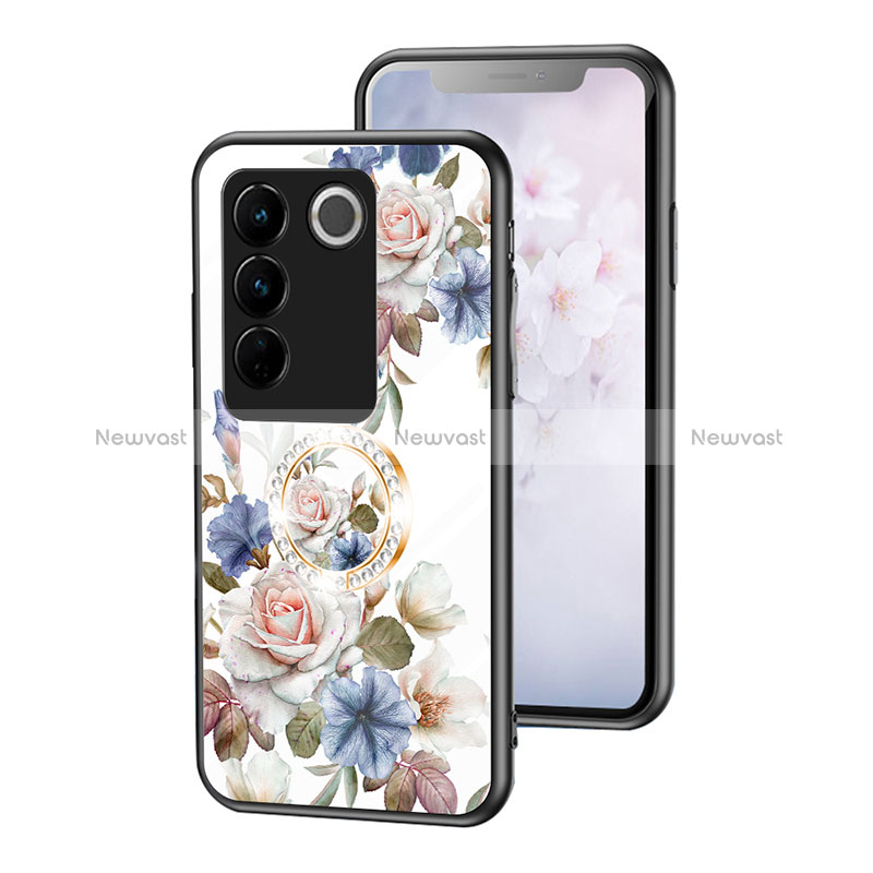 Silicone Frame Flowers Mirror Case Cover S01 for Vivo V27 5G