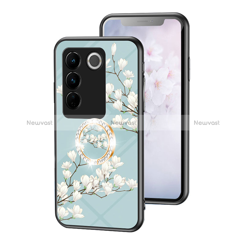 Silicone Frame Flowers Mirror Case Cover S01 for Vivo V27 5G