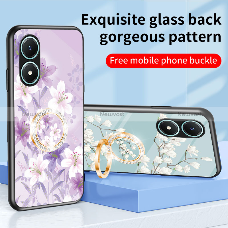 Silicone Frame Flowers Mirror Case Cover S01 for Vivo Y02S