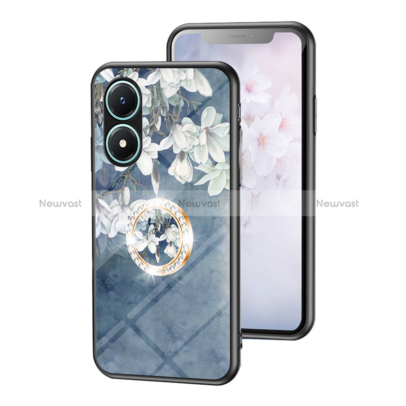 Silicone Frame Flowers Mirror Case Cover S01 for Vivo Y02S