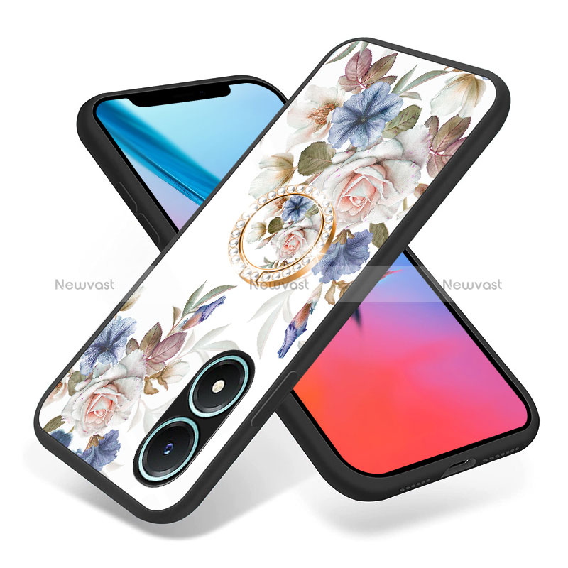 Silicone Frame Flowers Mirror Case Cover S01 for Vivo Y02S