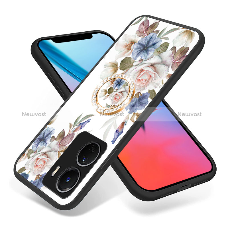 Silicone Frame Flowers Mirror Case Cover S01 for Vivo Y16