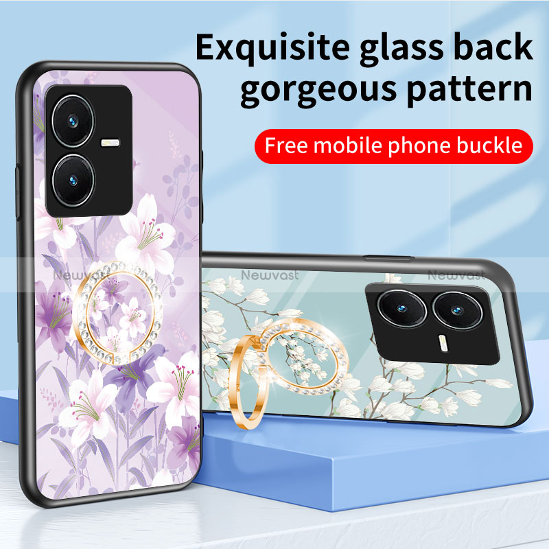 Silicone Frame Flowers Mirror Case Cover S01 for Vivo Y22