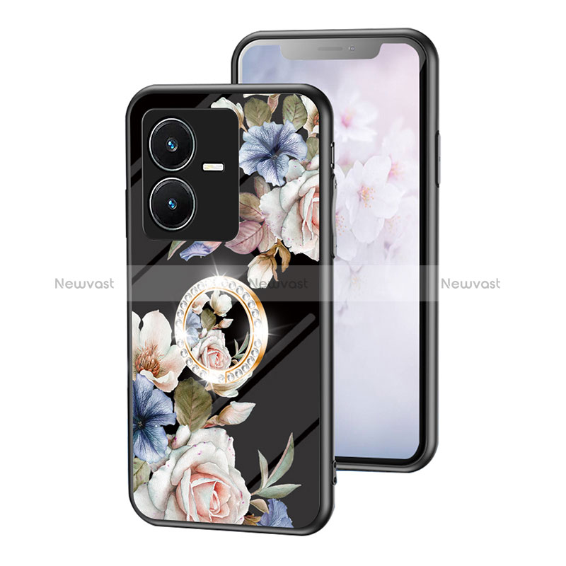 Silicone Frame Flowers Mirror Case Cover S01 for Vivo Y22