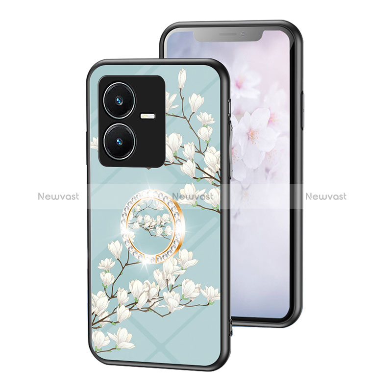 Silicone Frame Flowers Mirror Case Cover S01 for Vivo Y22s