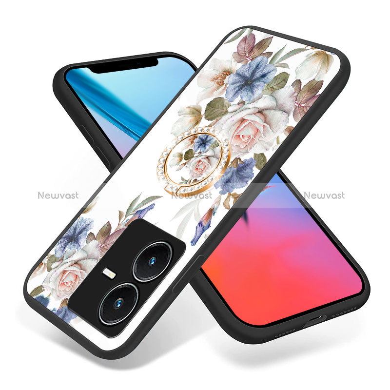 Silicone Frame Flowers Mirror Case Cover S01 for Vivo Y22s