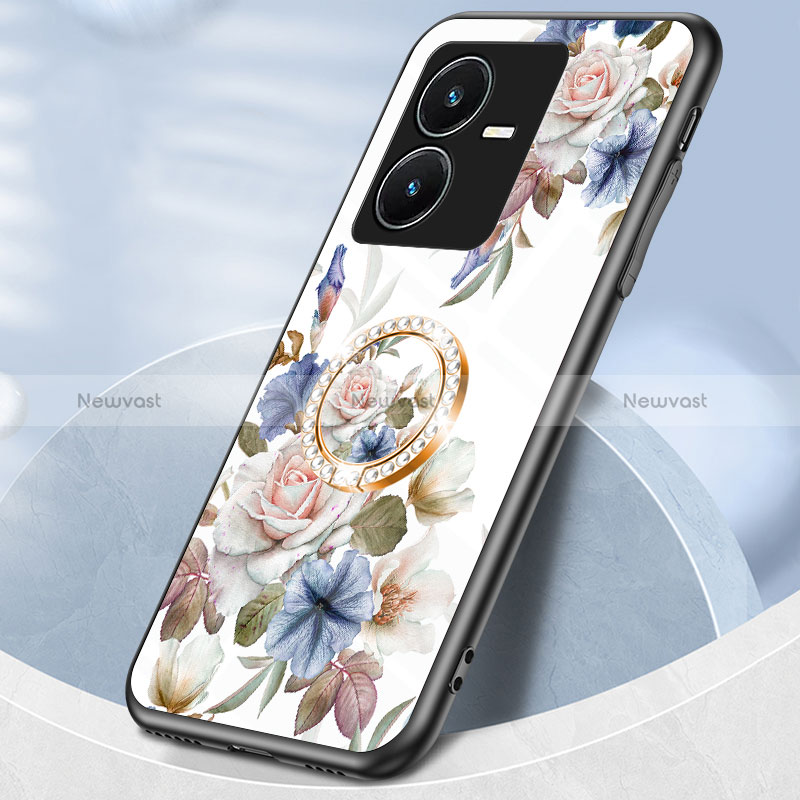 Silicone Frame Flowers Mirror Case Cover S01 for Vivo Y22s