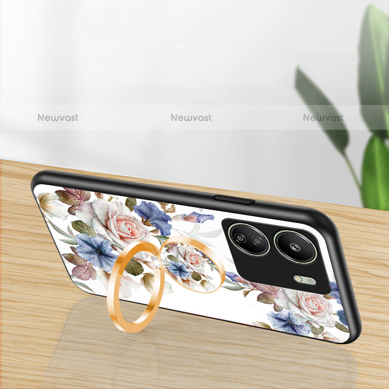 Silicone Frame Flowers Mirror Case Cover S01 for Xiaomi Poco C65