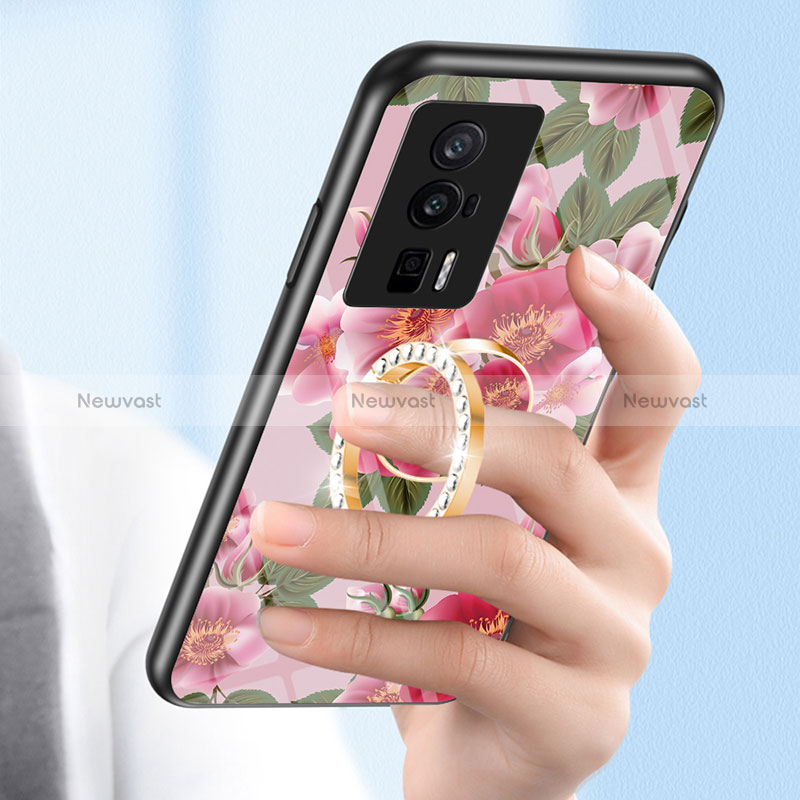 Silicone Frame Flowers Mirror Case Cover S01 for Xiaomi Poco F5 Pro 5G