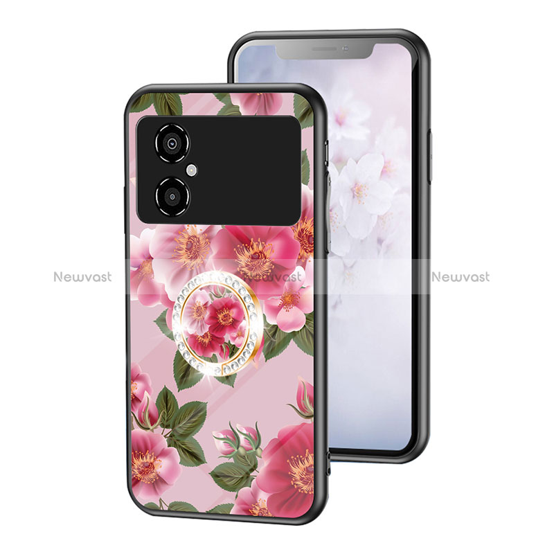 Silicone Frame Flowers Mirror Case Cover S01 for Xiaomi Poco M4 5G