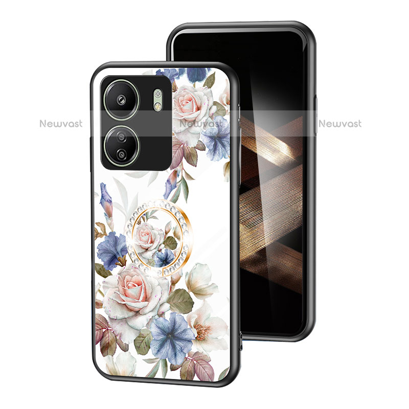 Silicone Frame Flowers Mirror Case Cover S01 for Xiaomi Redmi 13C