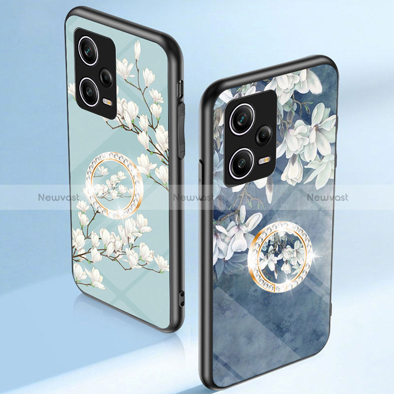 Silicone Frame Flowers Mirror Case Cover S01 for Xiaomi Redmi Note 12 Pro 5G