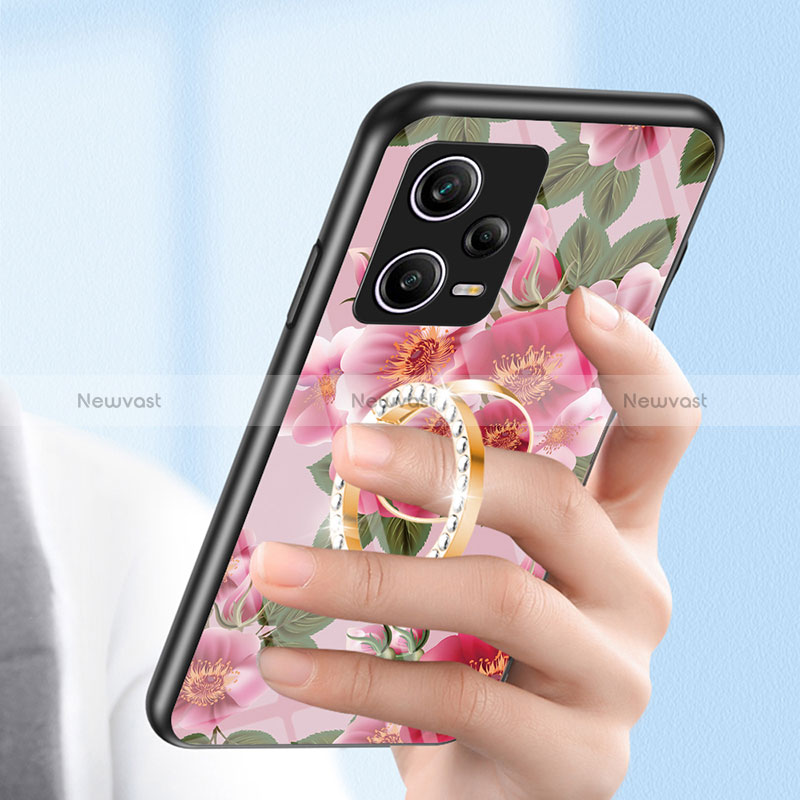 Silicone Frame Flowers Mirror Case Cover S01 for Xiaomi Redmi Note 12 Pro 5G