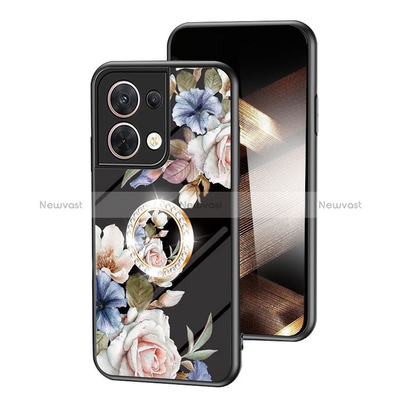 Silicone Frame Flowers Mirror Case Cover S01 for Xiaomi Redmi Note 13 5G