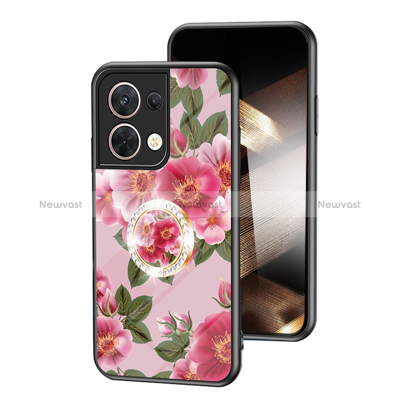 Silicone Frame Flowers Mirror Case Cover S01 for Xiaomi Redmi Note 13 5G