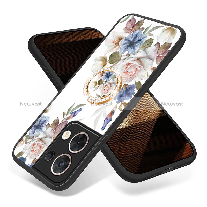 Silicone Frame Flowers Mirror Case Cover S01 for Xiaomi Redmi Note 13 Pro 5G