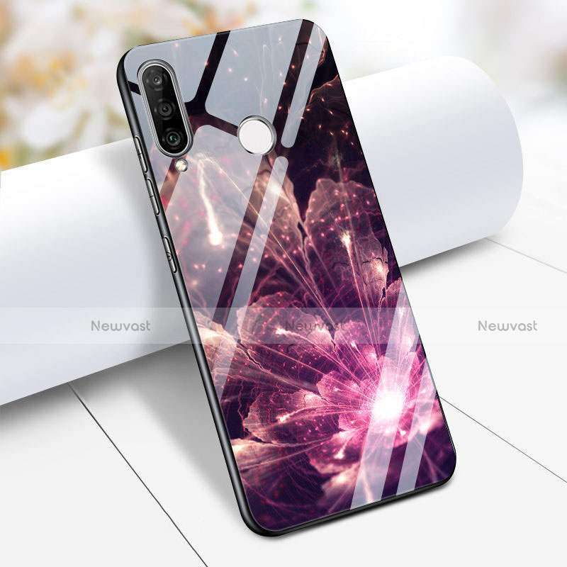 Silicone Frame Flowers Mirror Case for Huawei P30 Lite New Edition Purple