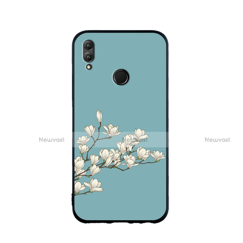 Silicone Frame Flowers Mirror Case S02 for Huawei Honor 10 Lite Cyan