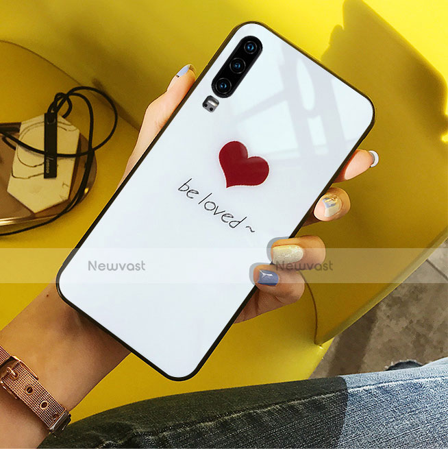 Silicone Frame Love Heart Mirror Case Cover for Huawei P30