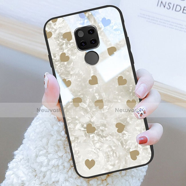 Silicone Frame Love Heart Mirror Case for Huawei Mate 20 Gold