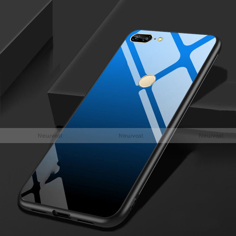 Silicone Frame Mirror Case Cover for Huawei Honor 9 Lite Blue and Black