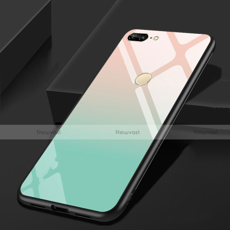 Silicone Frame Mirror Case Cover for Huawei Honor 9 Lite Cyan