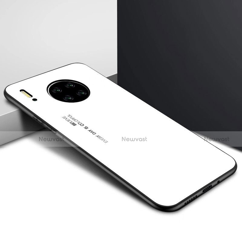 Silicone Frame Mirror Case Cover for Huawei Mate 30 5G White