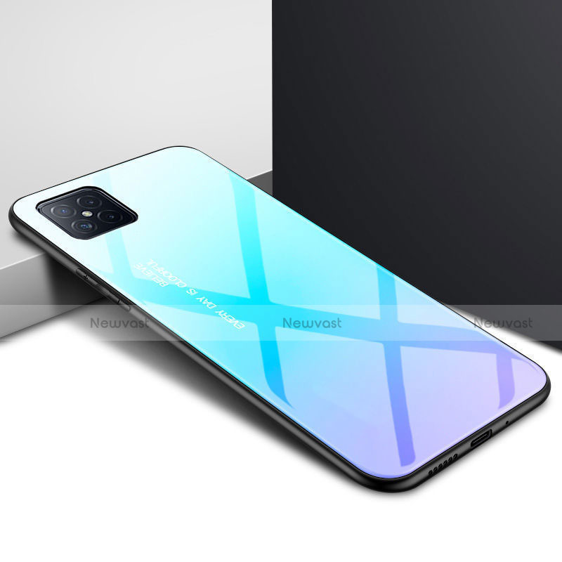 Silicone Frame Mirror Case Cover for Huawei Nova 8 SE 5G Sky Blue