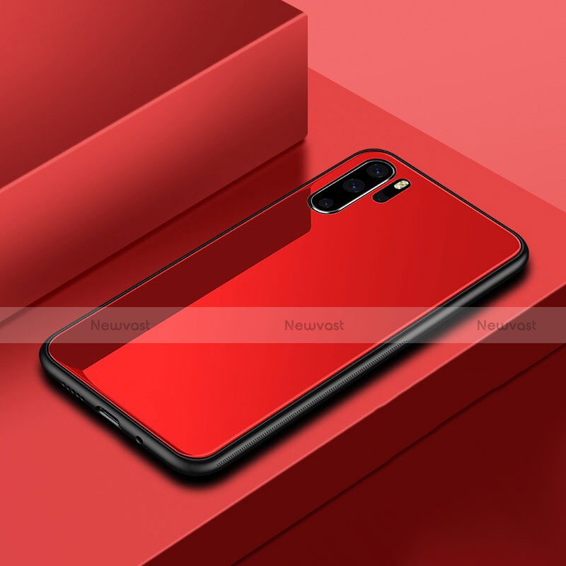 Silicone Frame Mirror Case Cover for Huawei P30 Pro New Edition Red