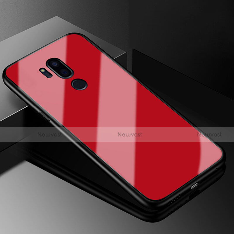 Silicone Frame Mirror Case Cover for LG G7 Red