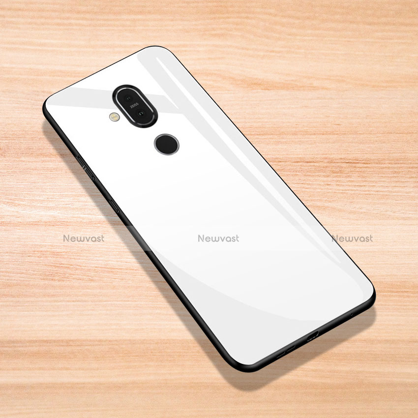 Silicone Frame Mirror Case Cover for Nokia 7.1 Plus White