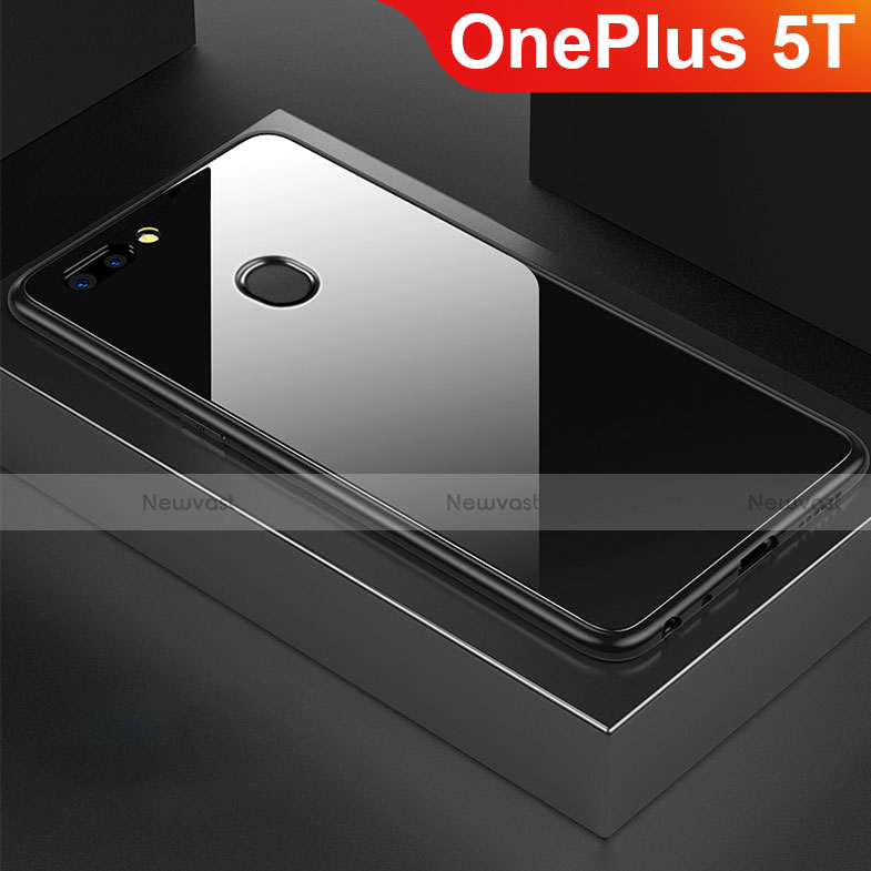 Silicone Frame Mirror Case Cover for OnePlus 5T A5010 Black