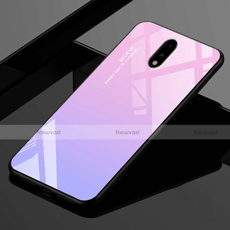 Silicone Frame Mirror Case Cover for OnePlus 7 Pink