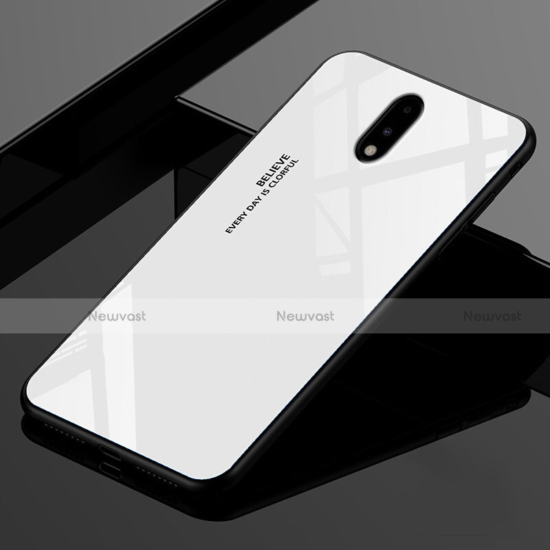 Silicone Frame Mirror Case Cover for OnePlus 7 White