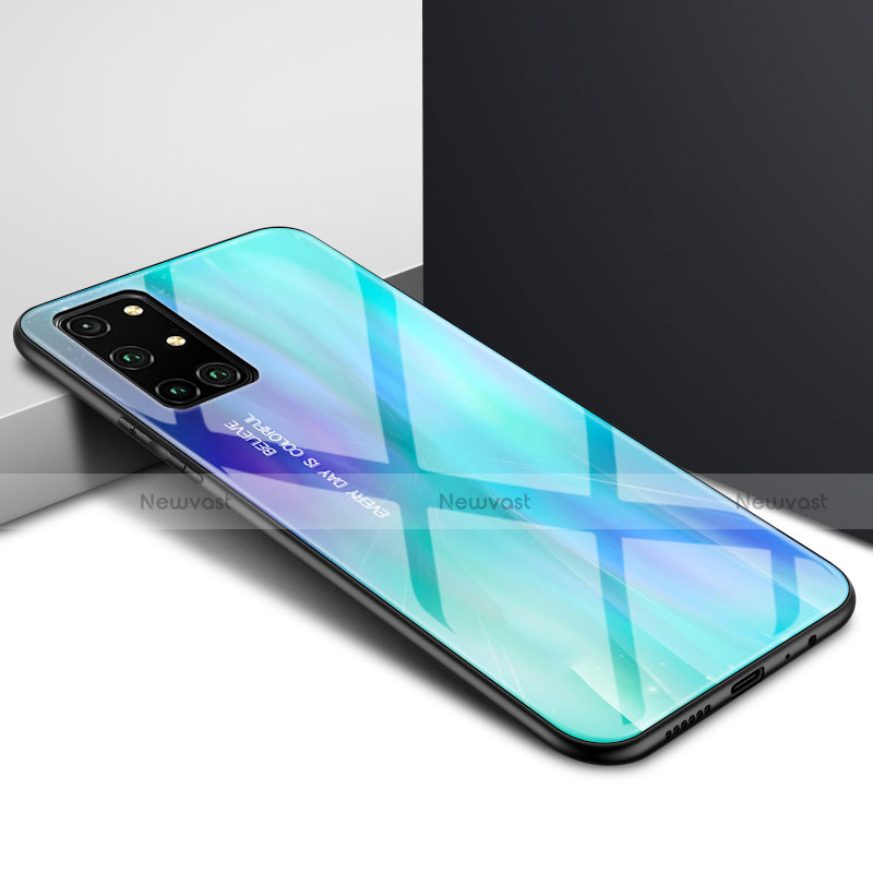 Silicone Frame Mirror Case Cover for OnePlus 8T 5G Cyan