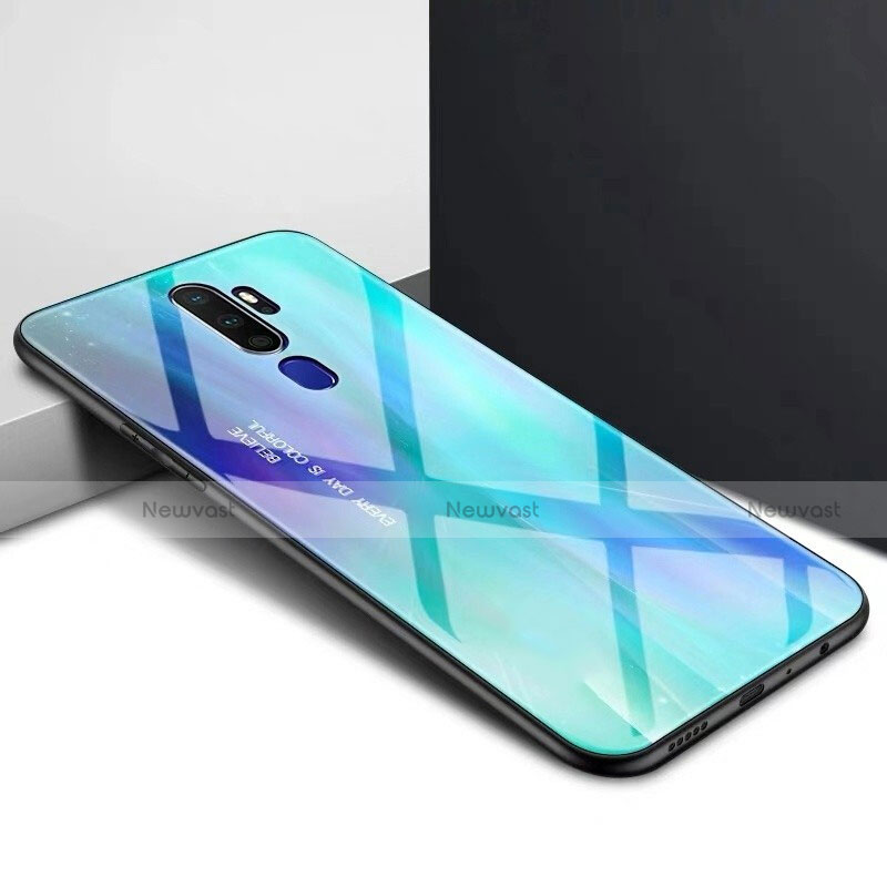 Silicone Frame Mirror Case Cover for Oppo A11 Cyan