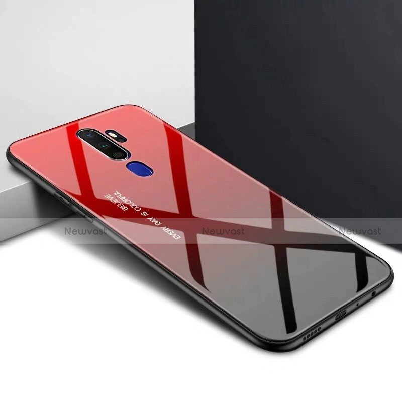 Silicone Frame Mirror Case Cover for Oppo A11 Red