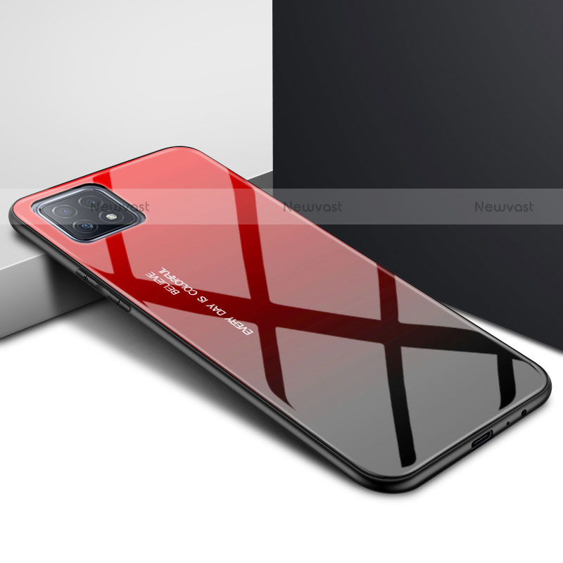 Silicone Frame Mirror Case Cover for Oppo A72 5G Red