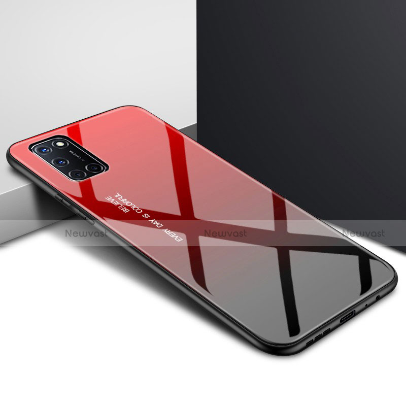 Silicone Frame Mirror Case Cover for Oppo A72 Red